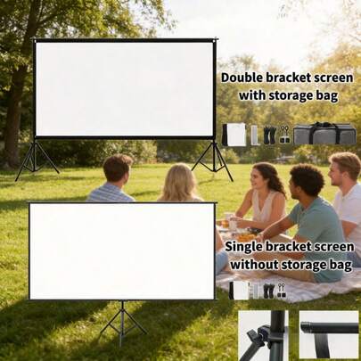Projektorleinwand mit Ständer faltbarer weißer faltenfreier 100-Zoll-16: 9-Bildschirm mit Tasche für Heimkino Indoor Outdoor