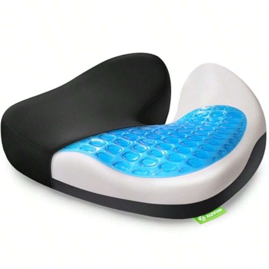 Breathable And Non Slip Seat CushionMulti-Layer Gel Seat Cushion For Ideal Support Softness Cooling Memory Foam Office Chair Cushion For Hemorrhoid Sciatica Tailbone Pain Relief Anti-Slip Back Seat Pillow - 黑色的 - 查看 1