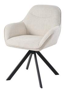 Goeurvant Stylish Smile Curve Upholstered 360° Swivel Dining Chairs With Armrests And Metal Legs For Dining Room, Living Room, Office - Set Of 2 / Set Of 4 / Set Of 6 - Cream - View 2