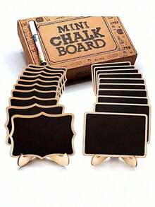 1pcs/5pcs/10pcs/20pcs Mini Chalkboard Display Boards, Home Decor Signs, Mini Message Boards, Wooden Blackboards Suitable For Wedding, Baking Display, Hotel, Party, Dessert, Place Cards, Mother's Day, Graduation Ceremony And More Occasions - Black - View 10