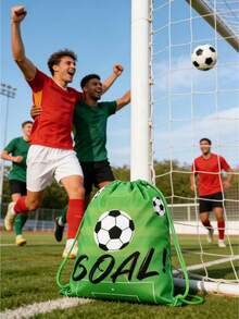 1pc Football Drawstring Backpack, Polyester Portable Storage Bag, Convenient Drawstring Bag, Football Game, Entertainment, Back To School, Graduation Gift - Multicolor - View 3