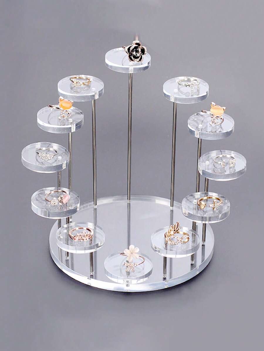 1pc Jewelry Display Stand, Acrylic Stepped Earring, Ring, Bracelet Holder Organizer - Multicolor - View 1
