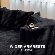 132'' U-Shape Modular Cloud Corduroy Sofa - Modern And Suitable For Living Room, Comfortable,Living Room Combination Sofa,No Assembly Needed,Popular Boneless Sectional Couch Loveseat Couch Vacuum-Sealed Compression Sofa - 黑色 - 查看 10