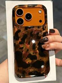 Luxury Leopard Print Cheetah, Leopard Print 1pc Luxury Tie Dye Leopard Texture Phone Case, Compatible With Iphone 17Pro Max, 17Pro, 17Air, 17, 16, 15, 14Plus, 13, 12 Pro Max And 11, Fashionable And Shockproof Back Cover Spring Gift - Black and Gold Leopard Print - View 4