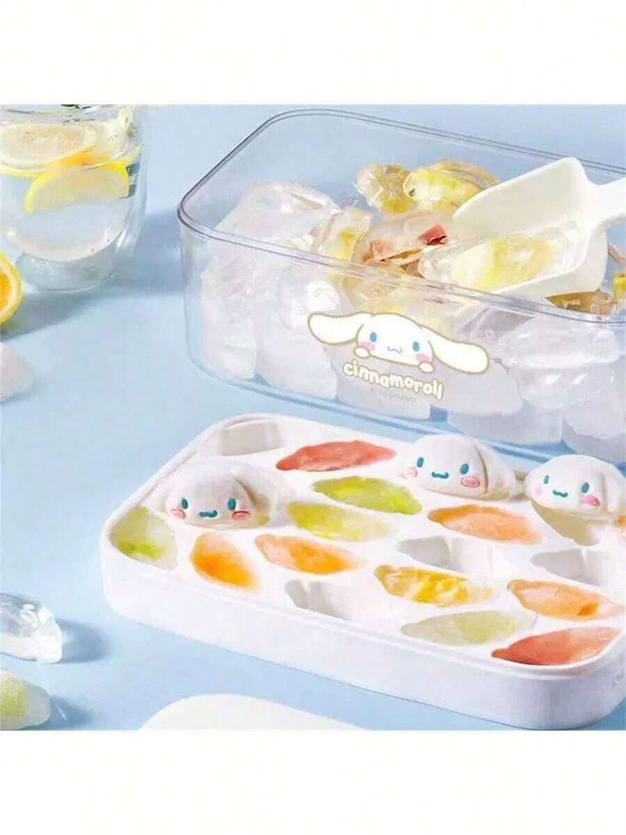 SANRIO 肉桂色硅胶冰格带盖，可爱卡通设计，完美冰型，适合家庭自制，1个装 - 彩色 - 查看 1