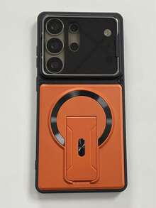 Multifunctional Heavy Industry Anti-Drop Invisible Bracket Support Wireless Charging Phone Case Compatible With Samsung Galaxy S26Ultra S25Ultra S24Ultra S23Ultra S26 S25 S24 A57 A56 Luxury Camera Lens Protect Stand Shock Protection Bumper Back Cover - Orange - View 4