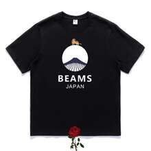 High-Quality Animal Mount Printed Beam T-Shirts For Men And Women, Casual Round-Neck Short-Sleeved Beam Japan - 黑色 - 查看 1