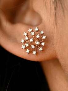 一对优雅的立方氧化锆耳钉，适合女性佩戴，可用于婚礼、订婚、周年纪念日、情人节和其他场合。 - 1# - 查看 9