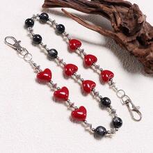 1pc Heart Pants Chain, Fashion Gothic Style Red Heart Stone Beaded Double-Layer Pants Chain, Niche Clothing Pendant Chain - 單層愛心褲鏈 - 查看 10