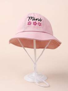 1顶女婴宽檐遮阳帽，防风防晒沙滩帽，适合春、夏、秋季 - 1PC - 查看 9