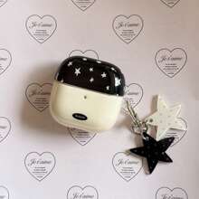 Ins Style黑色星形耳机保护套，适用于华为FreeBuds 7i、FreeBuds 5i、FreeBuds Pro 4、Galaxy Buds 2无线蓝牙耳机保护套 - 黑與白 - 查看 9