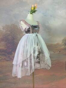 女士不对称下摆叠层半身裙，颜色可选：黑色、白色、浅蓝色、粉色、红色、蓝灰色、香槟色，前短后长鱼尾裙，不规则蓬蓬裙，飘逸演出服，双层网纱长裙，连体围裙裙，洛丽塔薄纱叠层半身裙，系腰双层荷叶边叠层半身裙，适合婚礼、派对、演出、新娘、伴娘、舞台表演、角色扮演、旅行摄影、舞蹈、万圣节服装等场合。 - 彩色 - 查看 8