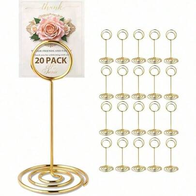 Bộ 5-30 giá đỡ thẻ để bàn, kích thước lớn 8.5cm/3.34in, giá đỡ số bàn/thẻ mini cao cấp, giá đỡ ảnh bằng dây kim loại, trang trí, thích hợp cho tiệc cưới, tiệc tùng, sinh nhật, trang trí bàn tiệc ngày Valentine, tiệc kỷ niệm, Ngày của Mẹ, tựu trường.