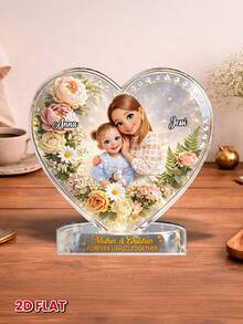 Mother's Day Gift Acrylic Plaque With Floral Design, Customizable With Family Name And "Forever Connected", Personalized Desktop Decor, 2D Flat Home Decoration Sign - As Shown - View 11