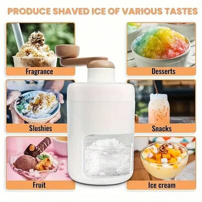 SOKANY 1 Portable Manual Ice Cube Chopper-Made Of Plastic, Suitable For Shaved Ice, Snow Cones And Fruit Jelly, With Ice Grid Plate-Ideal For Families, Parties, Outdoor Picnics And Barbecues, User-Friendly Design
