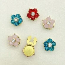 1个衬衫纽扣套，时尚水钻袖扣，龟形纽扣，衬衫配饰 - 紅色 - 查看 1