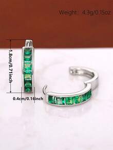 1 Pasang Anting Hoop Zirkonia Kubik Cantik, Cocok Untuk Dekorasi Sehari-hari, Perhiasan Pesta Atau Hadiah Ulang Tahun Untuk Remaja - Perak - View 5