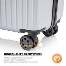 YONSLY Suitcase 20/24/28 Inch With TSA Lock, YKK Double Repair Zipper, 4 Wheels, 360° Rotation, Mesh Compartment, Lightweight Trolley Suitcase, Hard Shell Suitcase, Carry-On Luggage, Family Suitcase, Holiday Suitcase - 銀色 - 查看 4