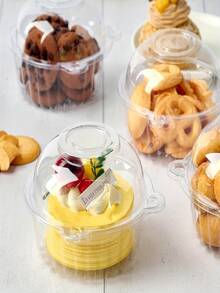 50 Peças Caixas de Cupcake de Plástico Transparente com Tampa Basculante - Quadradas, Recipientes Reutilizáveis para Bolos, Sanduíches, Bolos de Queijo, Muffins e Bolos - Ideal para Casamentos, Aniversários, Natal e Decorações de Festa - Branco - Visão 6