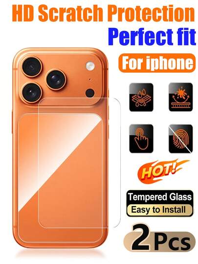 2 Packs - Tempered Glass Back Cover Protector For IPhone 17 Pro Max, 9H Hardness, High-Definition Tempered Glass Back Cover, Scratch-Resistant, Easy To Install, Compatible With 17 Pro/17 Air/17/16 Pro Max/16 Pro/16 Plus/16/15 Pro Max/15 Pro/15 Plus/15/14/13/12/11, Phone Accessory, Suitable As A Gift For Family And Friends.