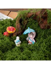 仿真苔蘚植絨綠色草坪迷你娃娃屋庭院微景 DIY 配件 撐傘女孩 綠色植物盆栽多肉盆景 背景牆 婚禮戶外造景裝飾 人造草皮 - 淺色 - 查看 4