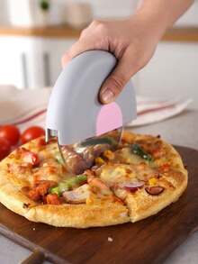 1pc Pink Stainless Steel Reusable Kitchen Tool, Creative Round Pizza/Pancake Cutter - View 3