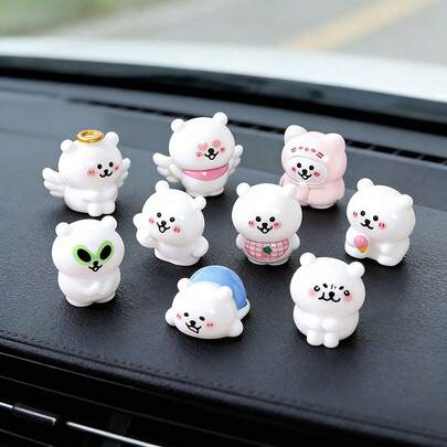 12pcs Cute Mini Bear Micro Landscape Decor, DIY Decorative Accessories, Car Interior Screen Ornament