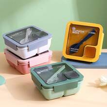 1100ml Adult Bento Lunch Box, Square Meal Prep Container With Utensils And Sauce Compartment, Microwave And Easy To Clean, Suitable For Office, School, Outdoor Hiking - Multicolor - View 7