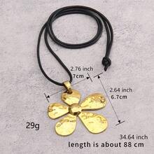 1pc Minimalist Silver Asymmetrical Sunflower Alloy Pendant Necklace, Adjustable Wax Cord Necklace, Fashionable Daily Wear For Young Women, Girlfriend - 金黃色 - 查看 7