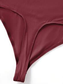 OMKAGI  Women's Long-Sleeved One-Piece Dress With A Sexy And Form-Fitting Triangle Thong Panty And One-Piece Top - 乾枯玫瑰色 - 查看 4