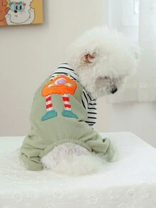 PETCIRCLE 1件宠物服装狗狗连体衣背带裤，春夏新款多巴胺怪兽背带裤 - 豌豆绿 - 綠色 - 查看 1