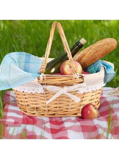 Oval Woven Willow Basket, Inexpensive Easter Candy Storage Wine Basket With Handle, Egg Collection Wedding Basket, Natural