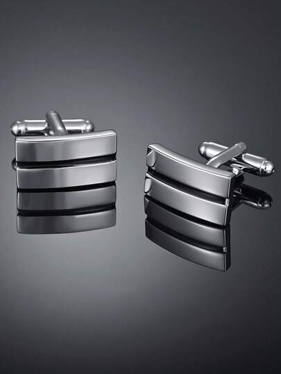 1 par de gemelos de cobre con forma de cubo curvo de moda para hombres