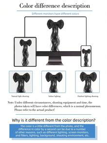 16 Inch Wave Bow Clip On Ponytail, Heat-Resistant Synthetic Natural Wave Bow Ponytail Wig - Multicolor - View 10