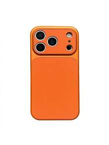 Compatible With IPhone 17/17 Pro/17 Pro Max/16/15/14/13/12/11 Series, 1pc Faux Leather Texture Full Coverage Shockproof Protective Phone Case For IPhone 17 Pro Max - Orange - View 4