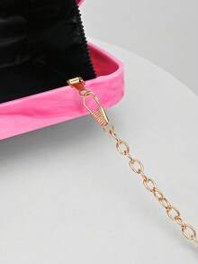 1 pieza Bolso de embrague de acrílico de estilo europeo y americano, diseño con forma de dientes de conejo, con forma de caja y correa de cadena, adecuado para fiestas, bodas, San Valentín romántico, patrón aleatorio - Rosa - Ver 7