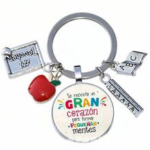 2024 Best Teacher Love Keychain, Thank You Teacher Text Glass Crystal Pendant Keyring, Teacher Car Keychain - Keychain1 - View 3