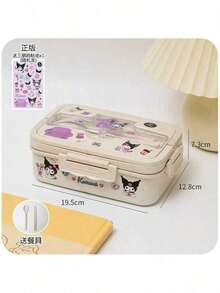SANRIO 1件Hello Kitty授权Melody & Cinnamoroll大容量卡通午餐盒套装，附赠DIY贴纸，可爱Kuromi微波炉便当盒 - 可爱餐食准备容器 - 彩色 - 查看 10