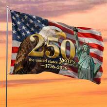 USA 250th Anniversary Flag 1776-2026 Patriotic Eagle Banner, American Stars And Stripes Outdoor Decoration For Garden, Courtyard, Porch, Independence Day Party Supplies - 1 件 - 3 英尺 x 5 英尺 - 90 x 152 厘米 - 查看 1
