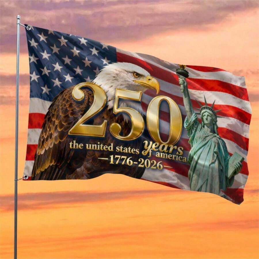 USA 250th Anniversary Flag 1776-2026 Patriotic Eagle Banner, American Stars And Stripes Outdoor Decoration For Garden, Courtyard, Porch, Independence Day Party Supplies - 1 件 - 3 英尺 x 5 英尺 - 90 x 152 厘米 - 查看 1