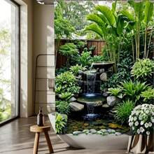 1/3/4 Stück Garten Wasserfall Landschaft Duschvorhang - Aus Polyester, maschinenwaschbar, geeignet für alle Jahreszeiten, umkehrbar, inklusive Haken, ideal für Badezimmer Dekoration | Design | Duschvorhang, Badezimmer Fenstervorhang Set, Heimdekoration, Badezimmer Accessoires - A - Übersicht 16