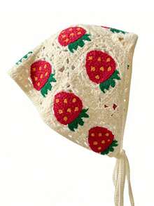 1件/2件装三角发带，女士针织头巾，草莓水果图案钩针发带，女士针织围巾头巾 - 彩色 - 查看 4