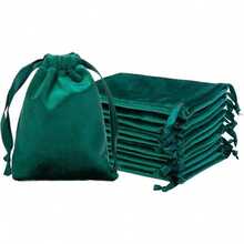 QIANF 12pcs Black Velvet Drawstring Bags 3x4 Inches Velvet Cloth Bags Jewelry Pouches Storage Wedding Party Favor - 獵人綠 - 查看 8