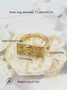 1pc Fashion Hip-Hop US Dollar Bill Ring, Suitable For Daily Wear/Party/Event, Unisex, Charming Punk Style Ring, Great Christmas/Halloween/Easter Gift, Best Choice For Boyfriend/Father - Gold - View 3