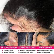 32 Inch Lace Front Wigs Human Frontal Hair Pre Plucked Natural Hairline Straight Brazilian 13x4 13x6 Lace Front Natural 1B Blakc Blended Hair Wigs Lace Frontal 200% Density Wigs For Women Party Daily Life - Natural & Black - View 8