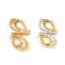 Uself 2 piezas/1 pieza Anillo de infinito chapado en oro de 18K, regalo del Día de la Madre, anillo abierto hueco grueso de acero inoxidable, adecuado para el 4 de julio, anillo de diseño geométrico intersectado, joyería hipoalergénica impermeable, apto para mujeres, Gen Z, ropa de calle, uso diario, oficina, citas y vacaciones - Multicolor - Ver 9