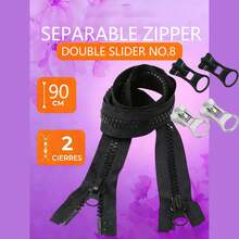 #8 Black Separating Dual Zipper, Suitable For Jackets, Coats, Bags, Backpacks, Wallets, Adult & Children's Clothing, DIY Crafts, Durable, Smooth Sliding, Length 60-150cm - C-Black - View 11