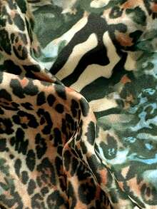 Costume de baie bikini cu imprimeu floral retro, în carouri, 2 buc., potrivite pentru plajă, piscină, croazieră, petrecere în vacanța de primăvară și de vară - Imprimeu de leopard verde - Vizualizare 6