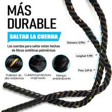 Weighted Jump Rope, Boxing Jump Rope, 25mm X 3m (3 Lbs), Heavy Jump Rope With Non-Slip Handle, Protects Fingers, Improves Strength And Muscle Training - Black - View 3