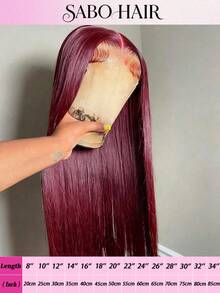 Tóc giả ren phía trước 30 inch, tóc thật pha trộn, đã được tỉa sẵn với tóc con, kiểu thẳng 13x4, ren trong suốt HD, dành cho nữ sử dụng hàng ngày, mật độ 200, không cần keo dán, màu đỏ tía thời trang 99j - SBUG - Xem 23